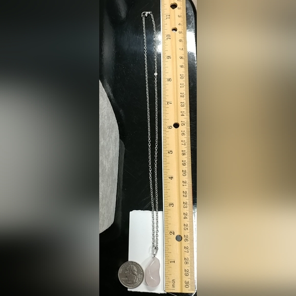 Rose Quartz Necklace Natural Gemstone Pink Crystal Pendant Stainless-Steel Chain - Picture 17 of 17